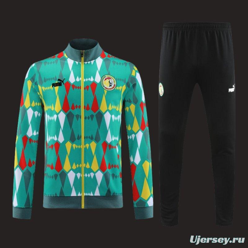 2024 Senegal Green Full Zipper Hoodie Jacket+Pants