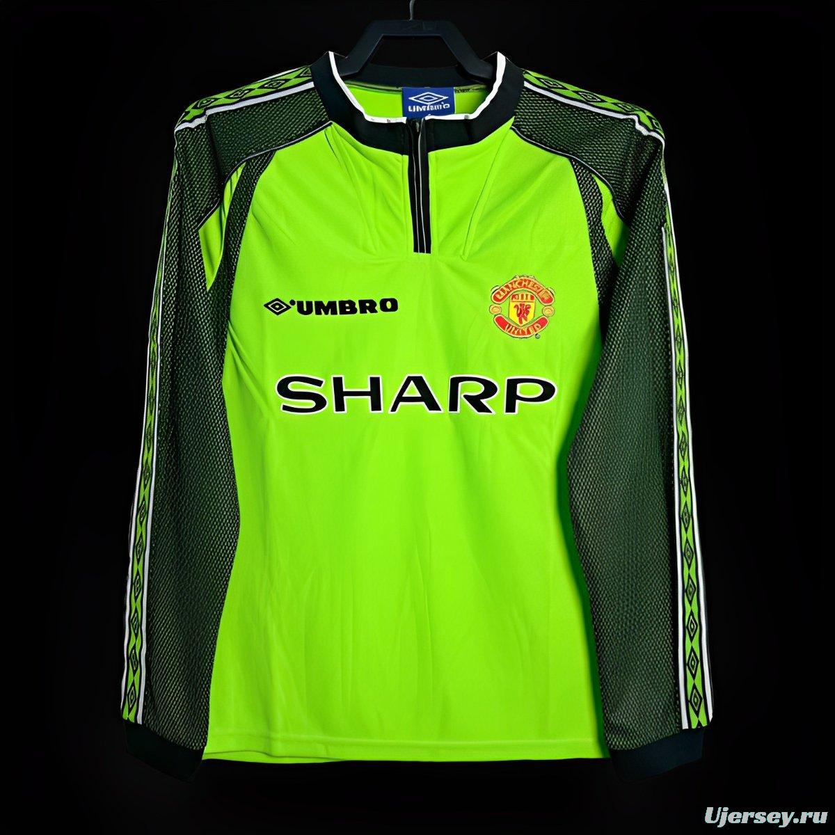 Retro 98/99 Manchester United Goalkeeper Green Long Sleeve Jeresy