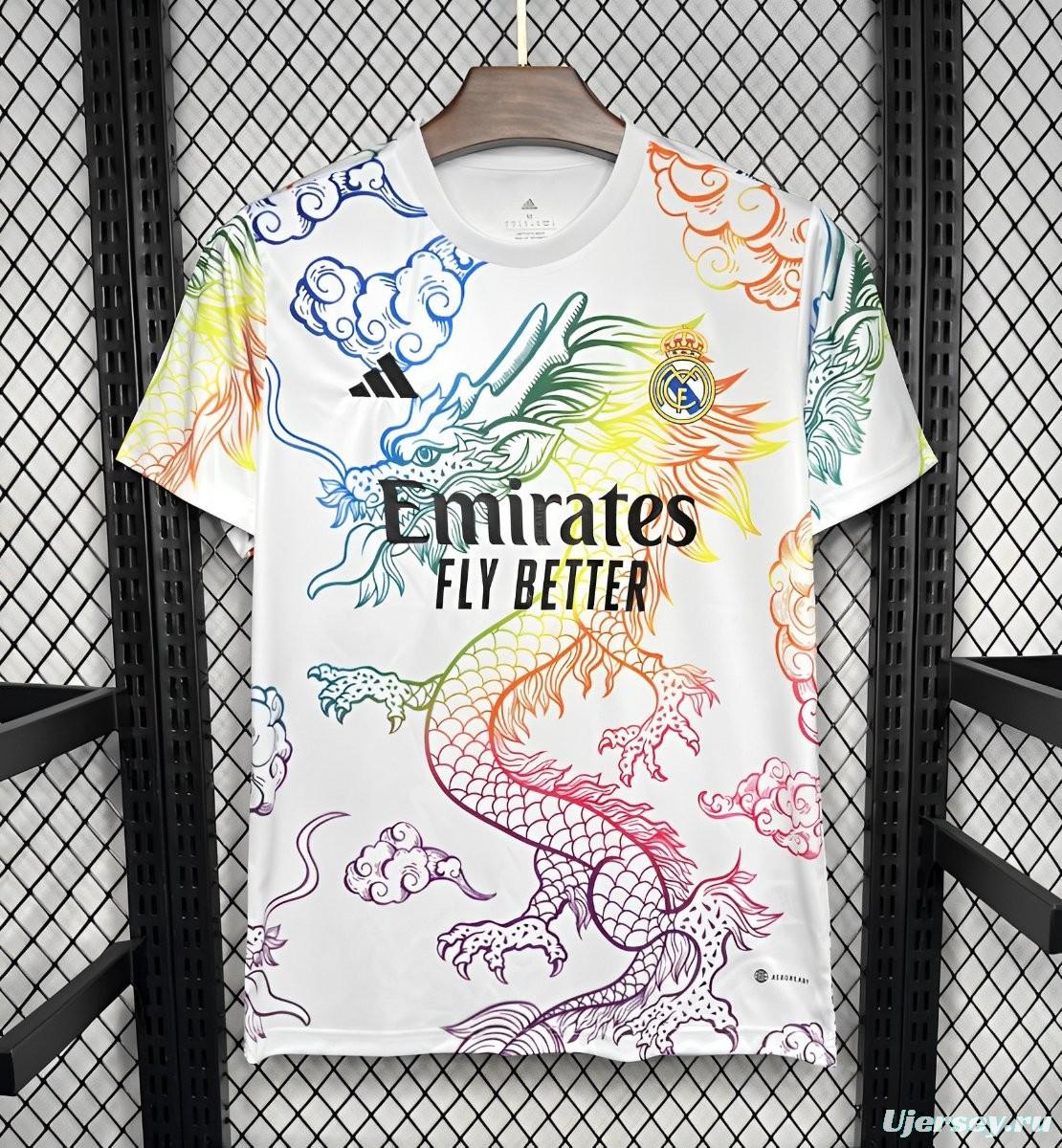 24/25 Real Madrid White Multi-Color Dragon Special Jersey