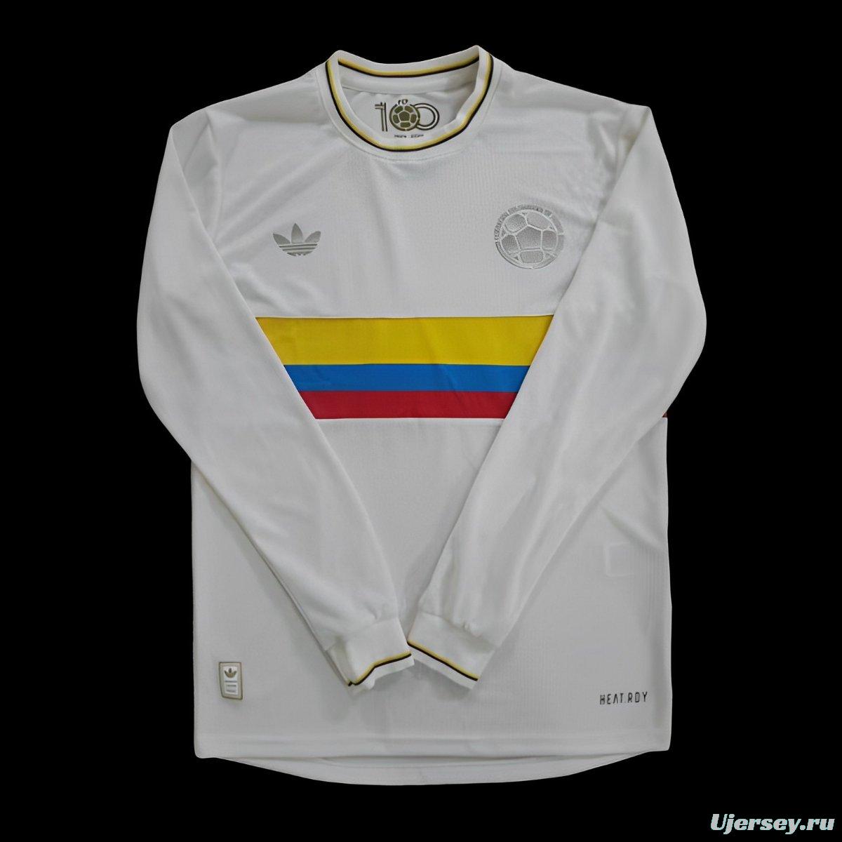 2024 Colombia White 100Th Anniversary Long Sleeve Jersey