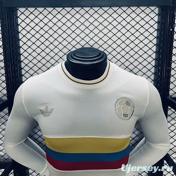 Player Version 2024 Colombia White 120Th Anniversary Long Sleeve Jersey