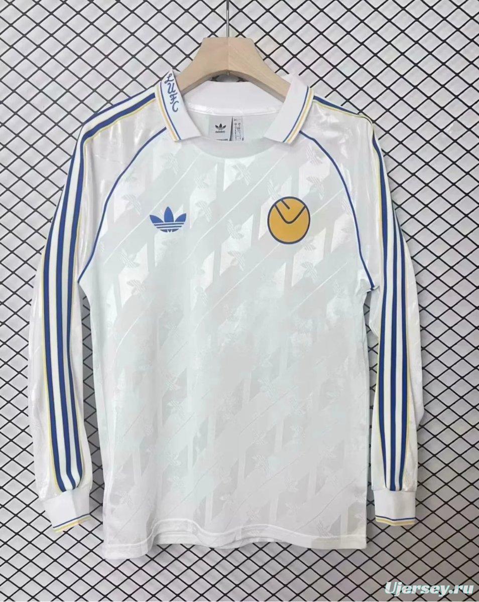 24/25 Leeds United  Adidas LFSTR Retro Long Sleeve White Jersey