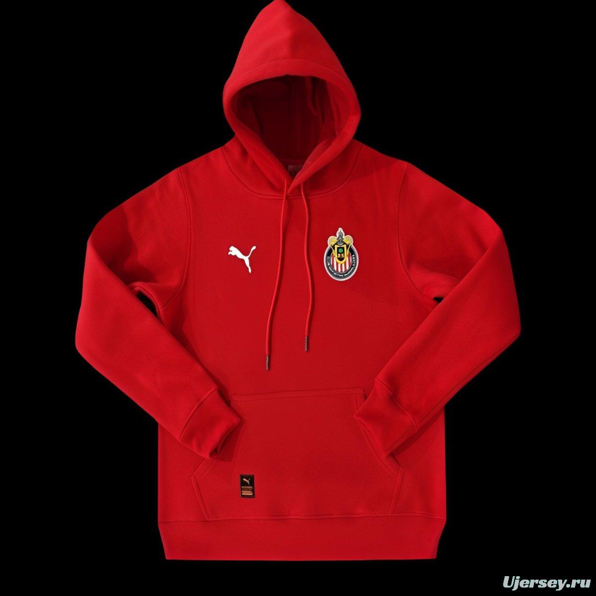 24/25 Chivas Guadalajara Navy/Red/Black/Beige/Grey Hoodie WIth Black Badge