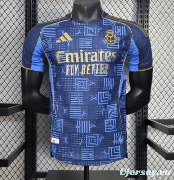 25/26 Player Version Real Madrid Blue Geometric Pattern Away Jersey
