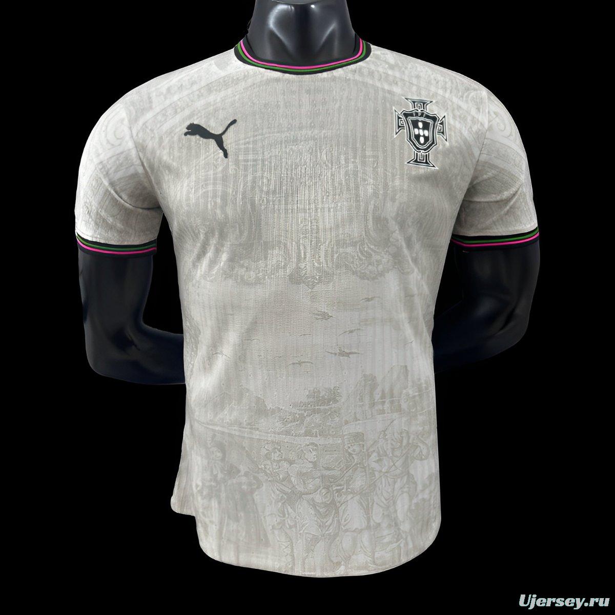 Player Version 2025 Portugal Away White with Subtle Pattern Jersey
