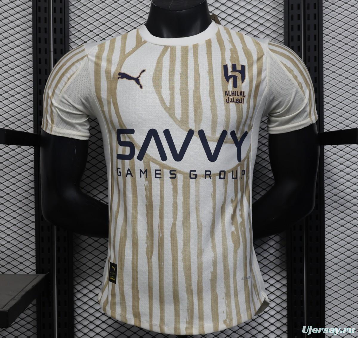 Player Version 25/26 Al Hilal White with Gold Stripes Jersey