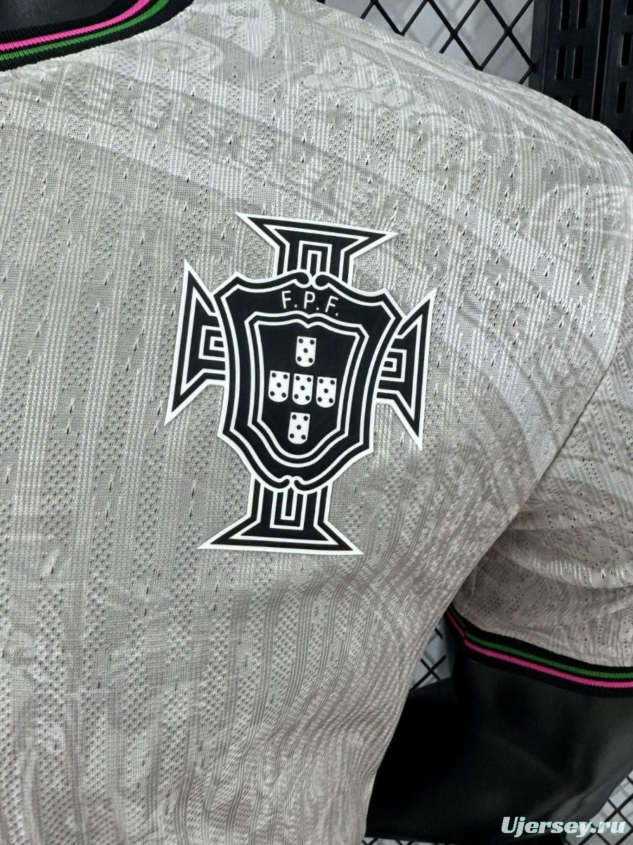 Player Version 2025 Portugal Away White with Subtle Pattern Jersey