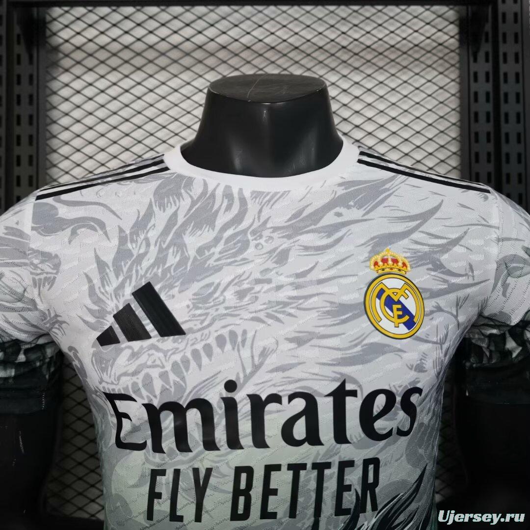 Player Version 25/26 Real Madrid White with Black Dragon Fire Jersey