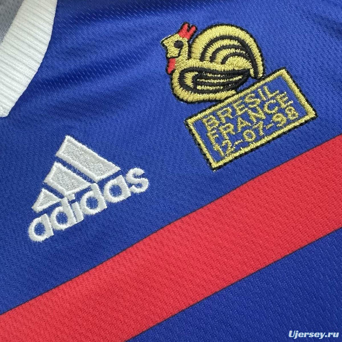 Retro Kids 1998 France Home Long Sleeve Jersey