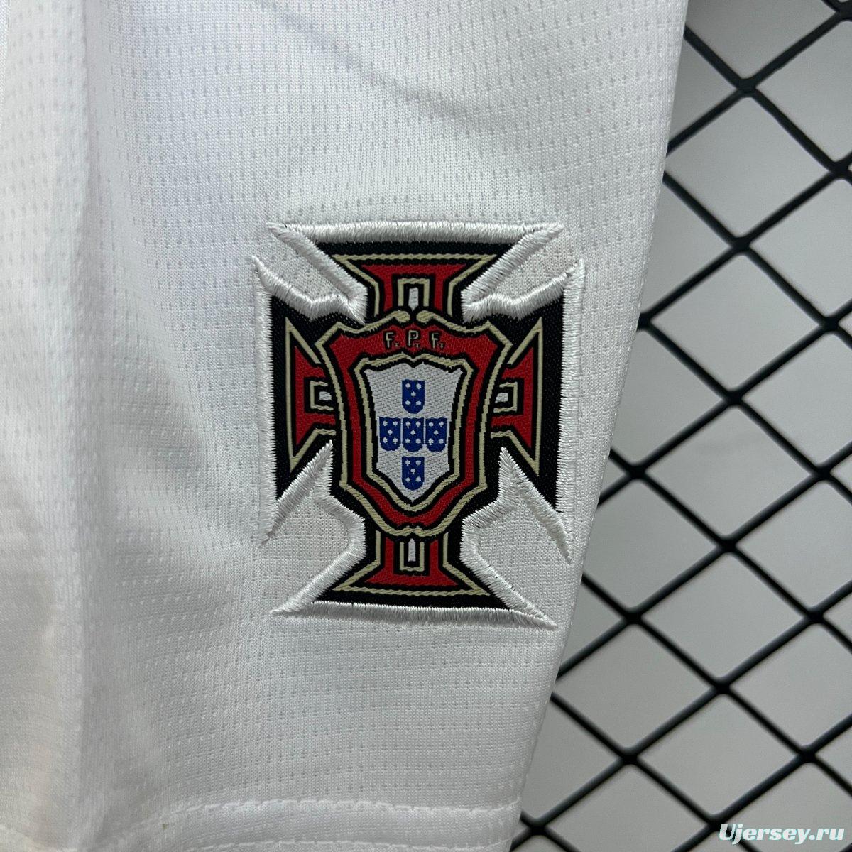 2025 Kids Portugal Away White Long Sleeve Jersey