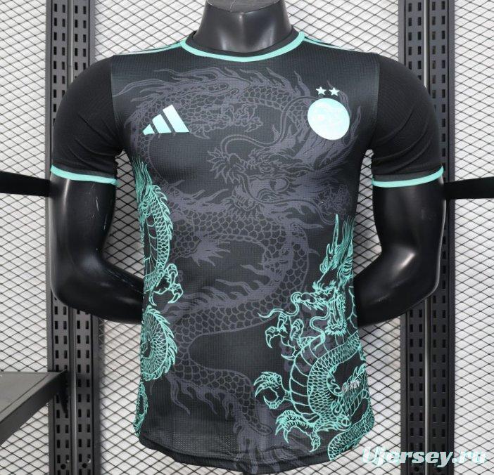 Player Version 2025 Algeria Black with Mint Green Dragon Pattern Jersey