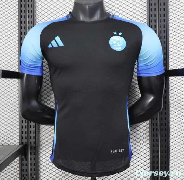 Player Version 2025 Algeria Black with Blue Sleeves Jersey