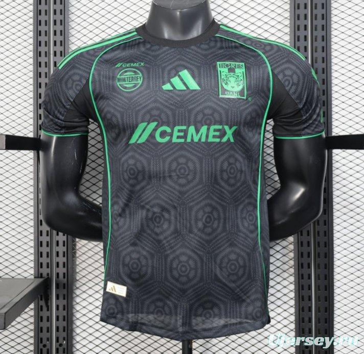Player Version 2024-25 Tigres UANL Third Jersey - Black with Green Accents - CEMEX Sponsorship