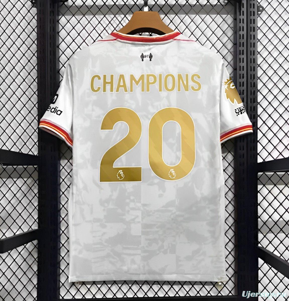 24/25 Liverpool Third White Jersey With 20 Champions Printing