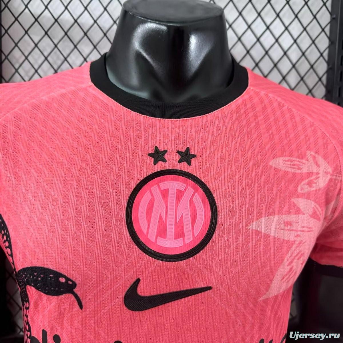 Player Version 25/26 Inter Milan Pink with Snake and Floral Pattern Jersey