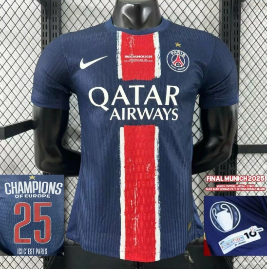 Play Version 1 Star 24/25 PSG Home Jersey With Final Match Champion Jersey