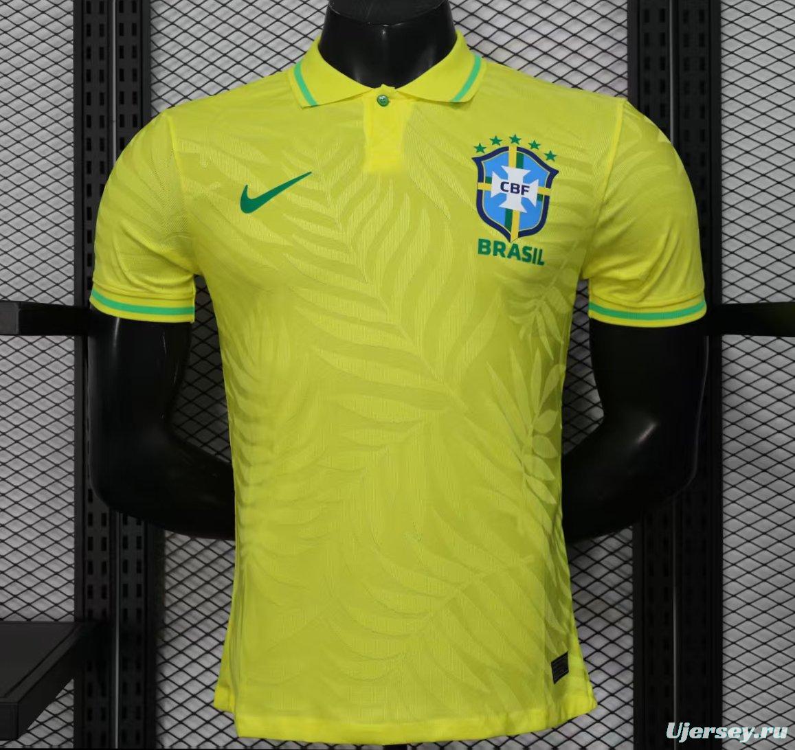 Player Version 2025 Brazil Home Yellow Classic Jersey