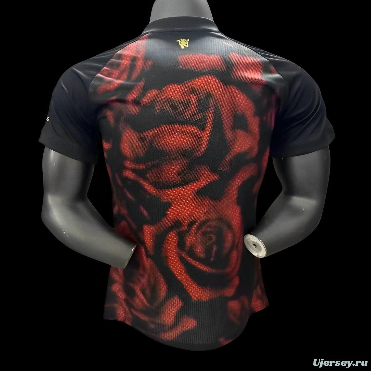 Player Version 25/26 Manchester United Y3 Black with Red Dragon Pattern Jersey