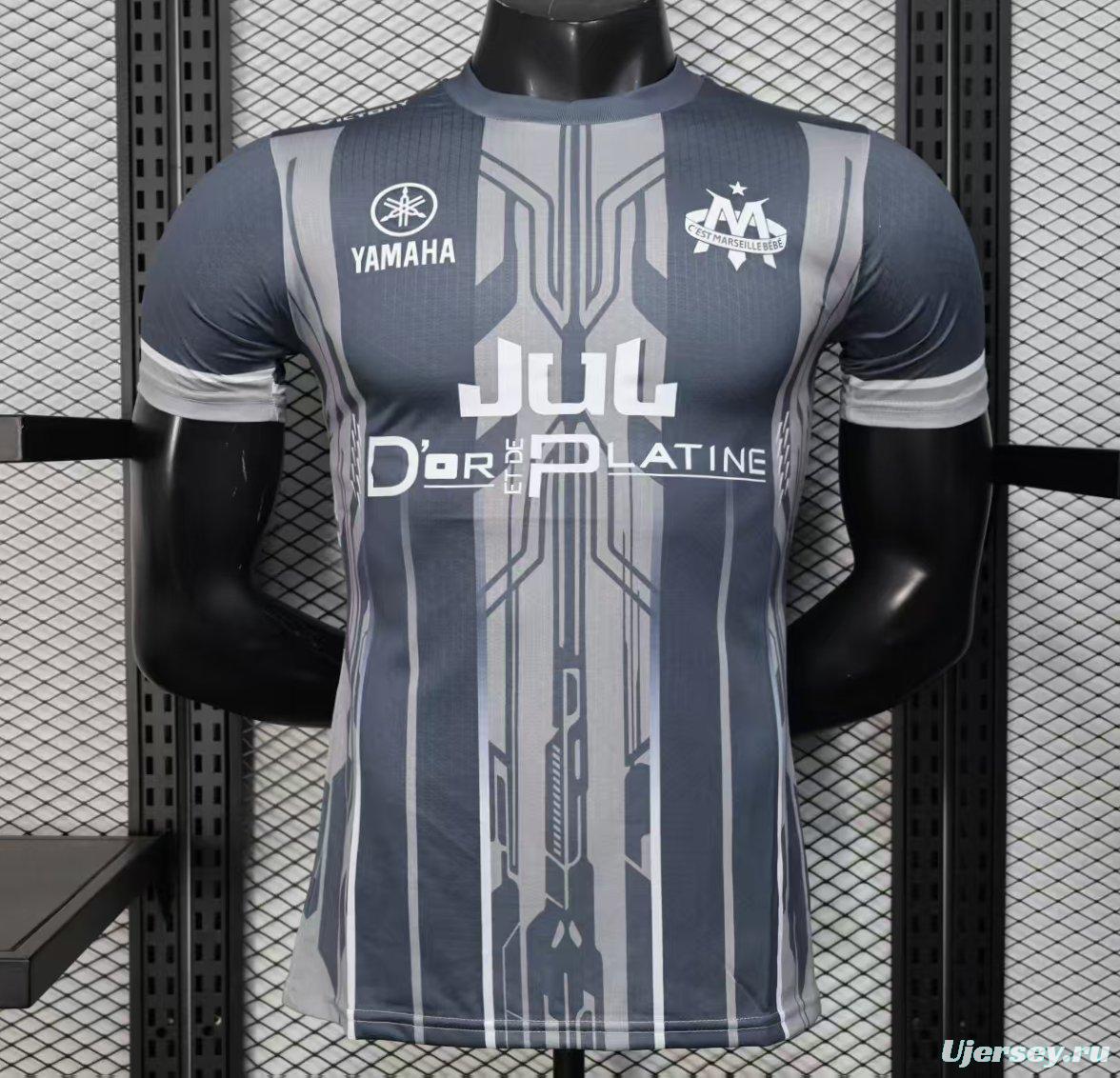 Player Version 25/26 Olympique de Marseille Grey with Geometric Stripes Jersey