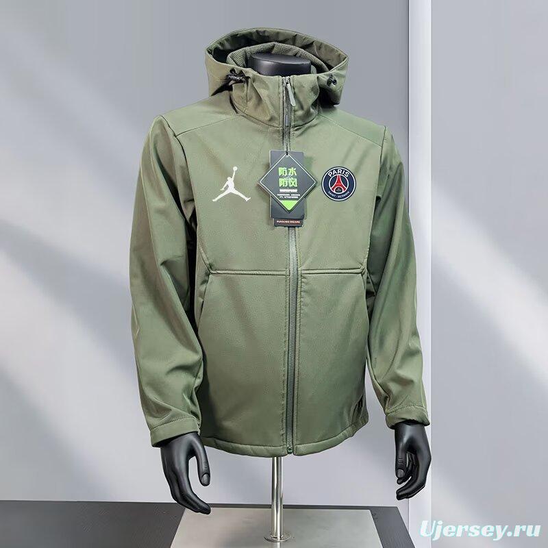 25/26 PSG White/Navy/Black/Olive Green Jordan Hooded Jacket