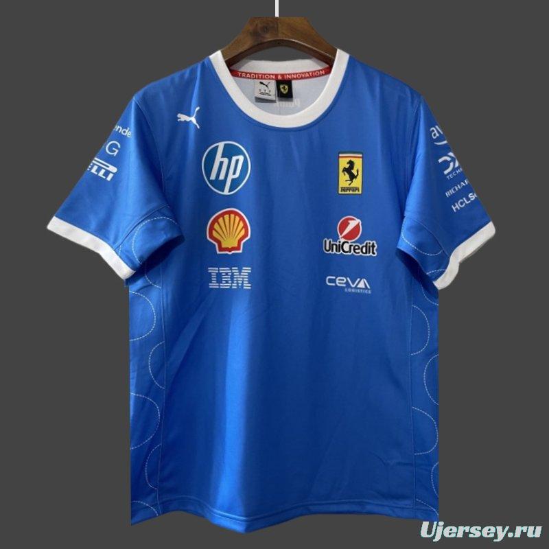 25/26 F1 Ferrari Racing Blue with Multi-Sponsor Design Jersey