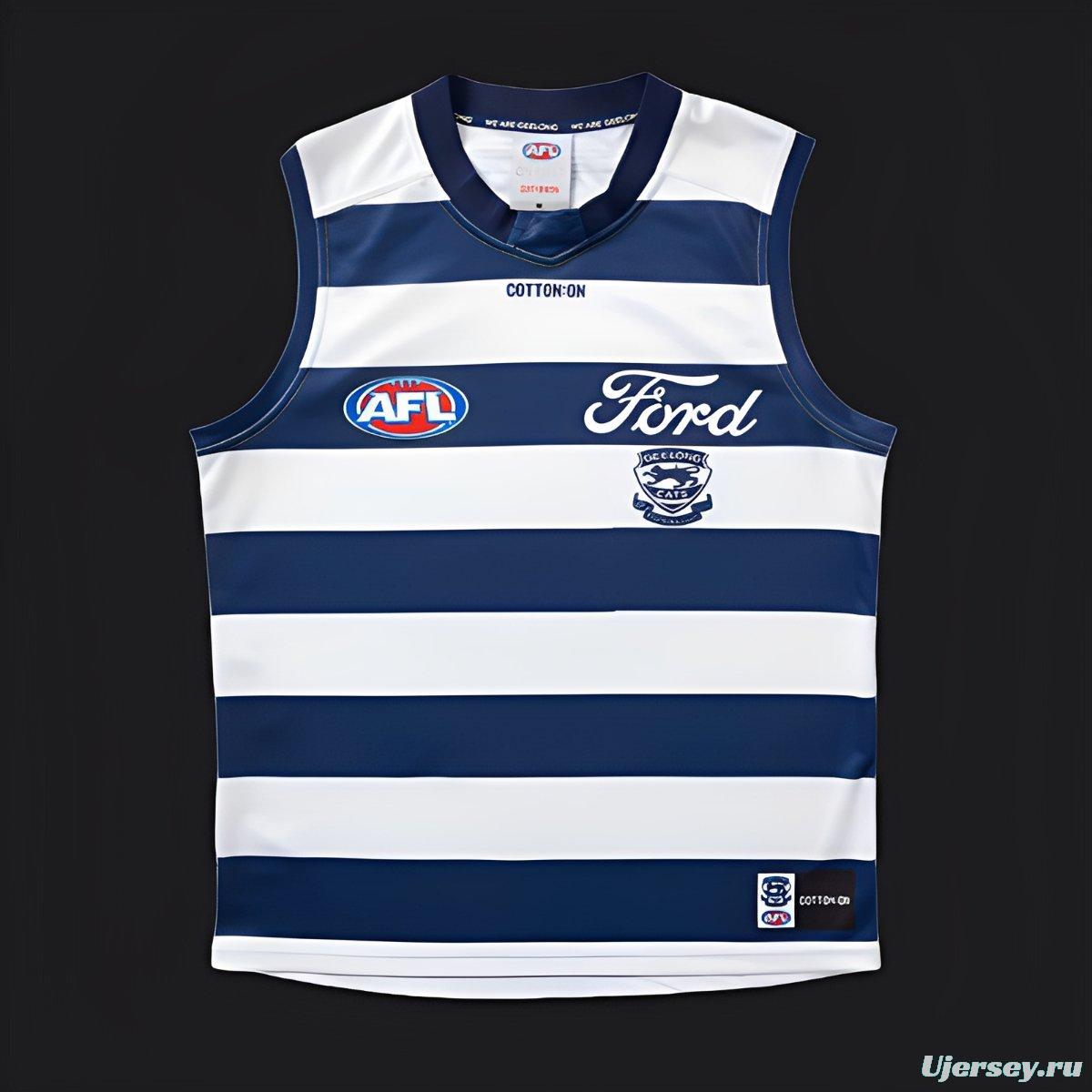 25/26 Geelong Cats Navy and White Hooped Jersey