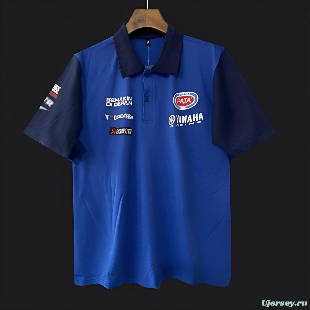 2025 F1 Yamaha Racing Team Blue and Navy Polo Jersey with Multiple Sponsors