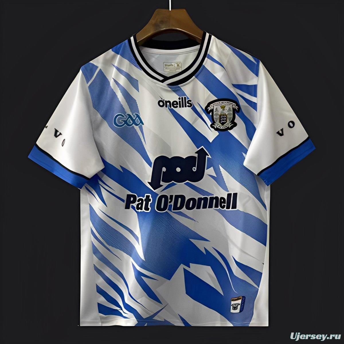 2026 Waterford GAA White with Blue Lightning Stripe Pattern Jersey