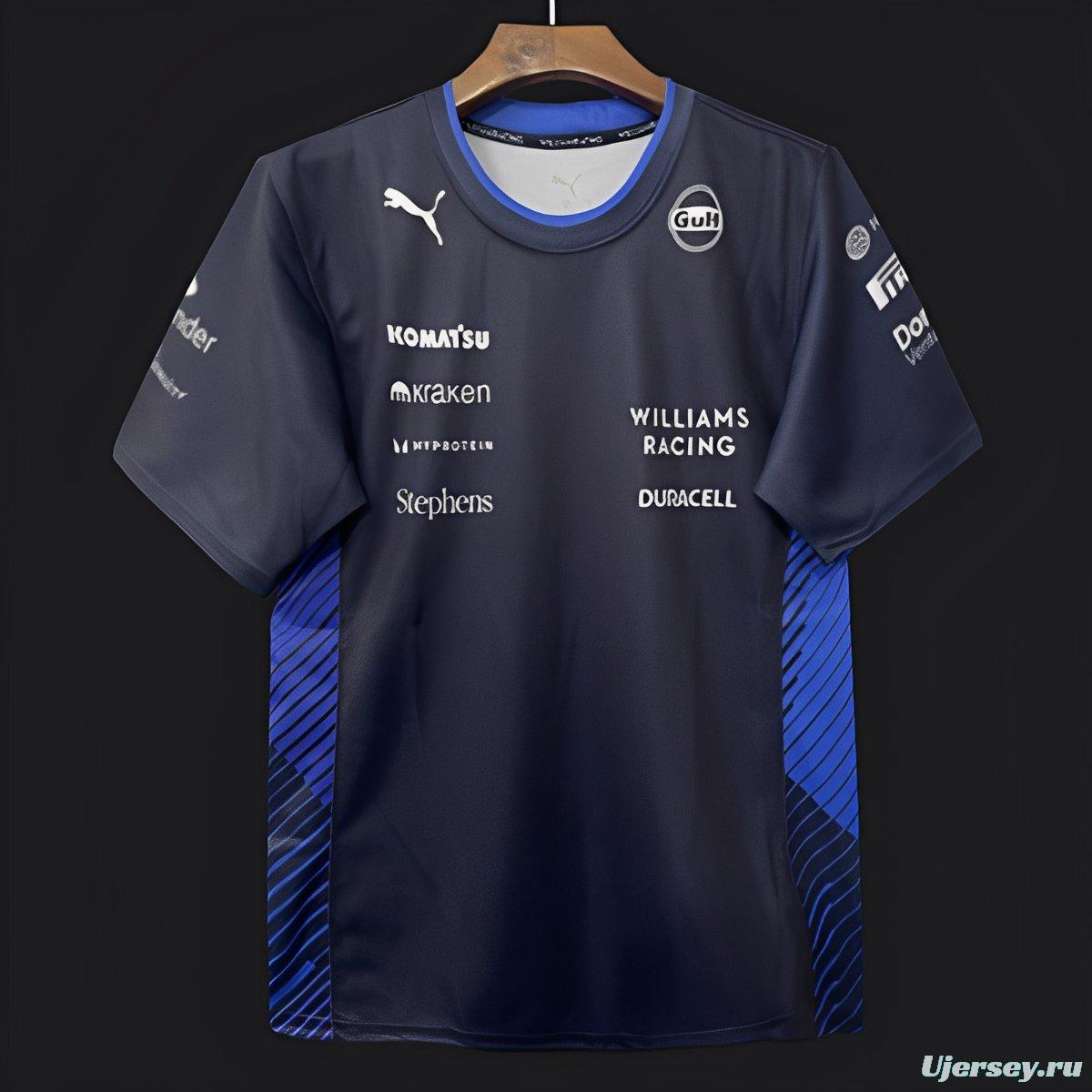 2025 F1 Williams Racing Navy Blue with Blue Diagonal Stripe Team Shirt