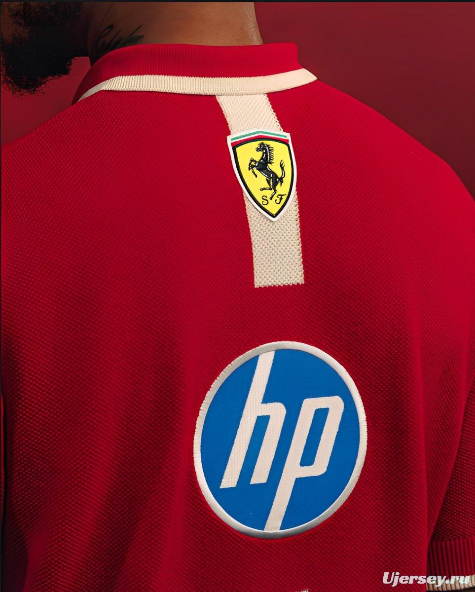 2025 F1 Scuderia Ferrari F1 Team Red with White Trim Polo Shirt