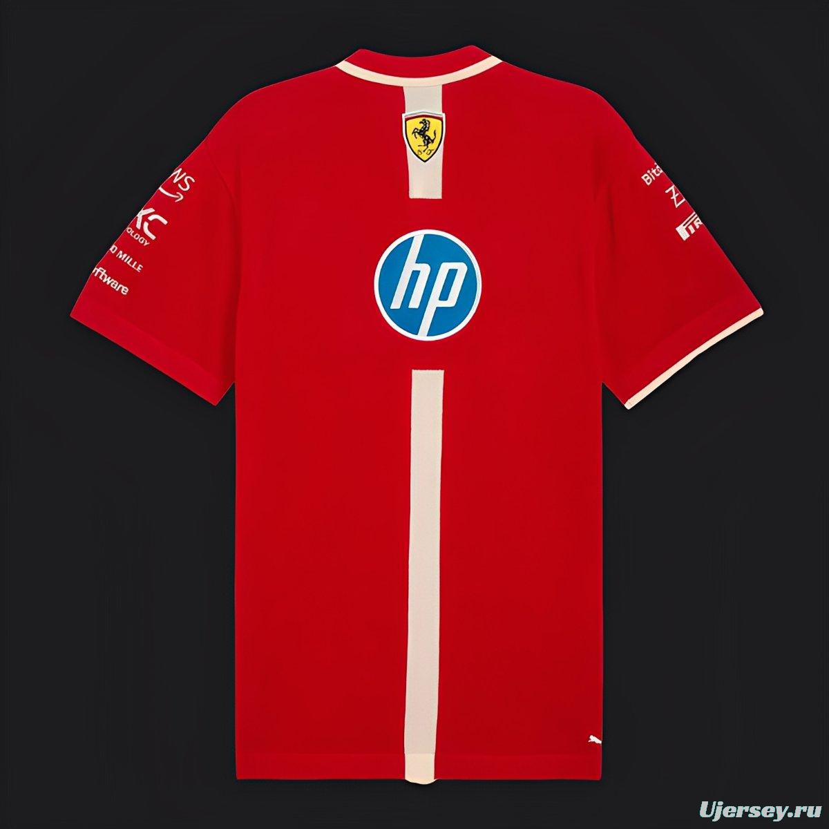 2025 F1 Scuderia Ferrari F1 Team Red with White Trim Polo Shirt