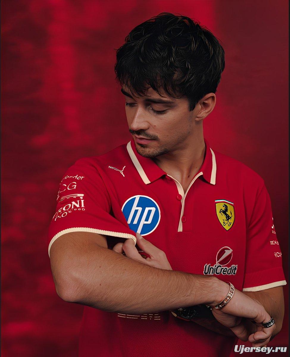2025 F1 Scuderia Ferrari F1 Team Red with White Trim Polo Shirt
