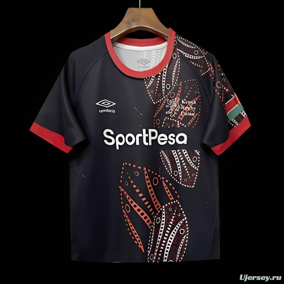 2026 Kenya Black with Red and Orange Tribal Dot Patterns Jersey