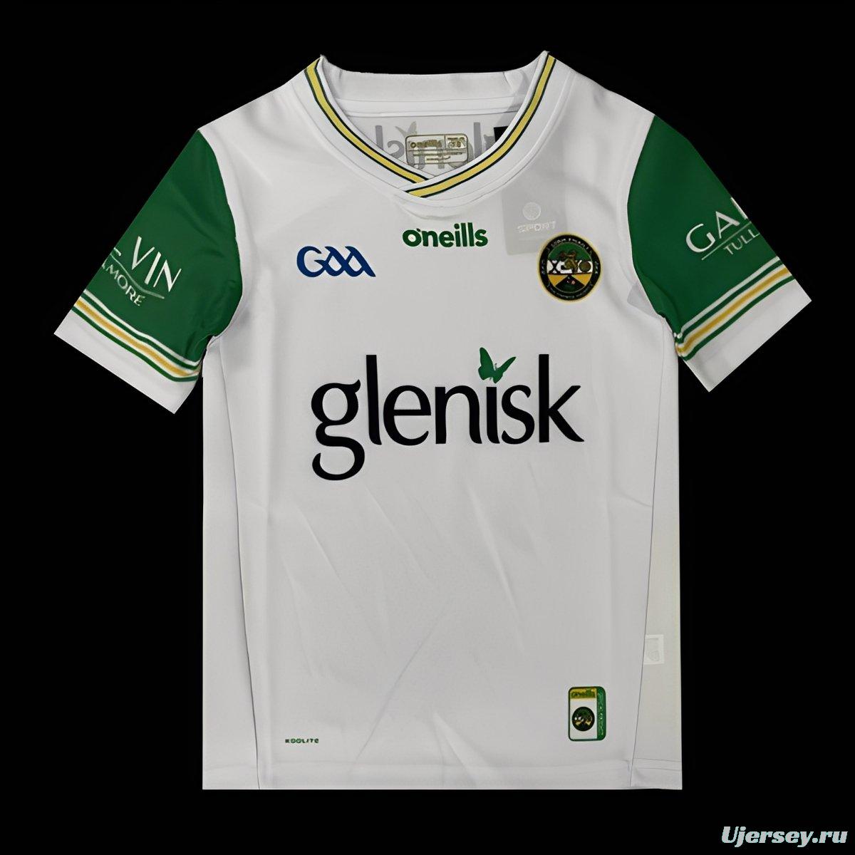 25/26 Kids Offaly GAA White with Green and Gold Trim Away Jersey