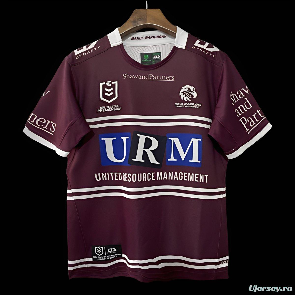 2025 Manly Warringah Sea Eagles Maroon with White Hoops Home Jersey