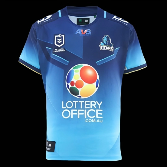 2026 Gold Coast Titans Navy to Sky Blue Gradient with Geometric Pattern Home Jersey