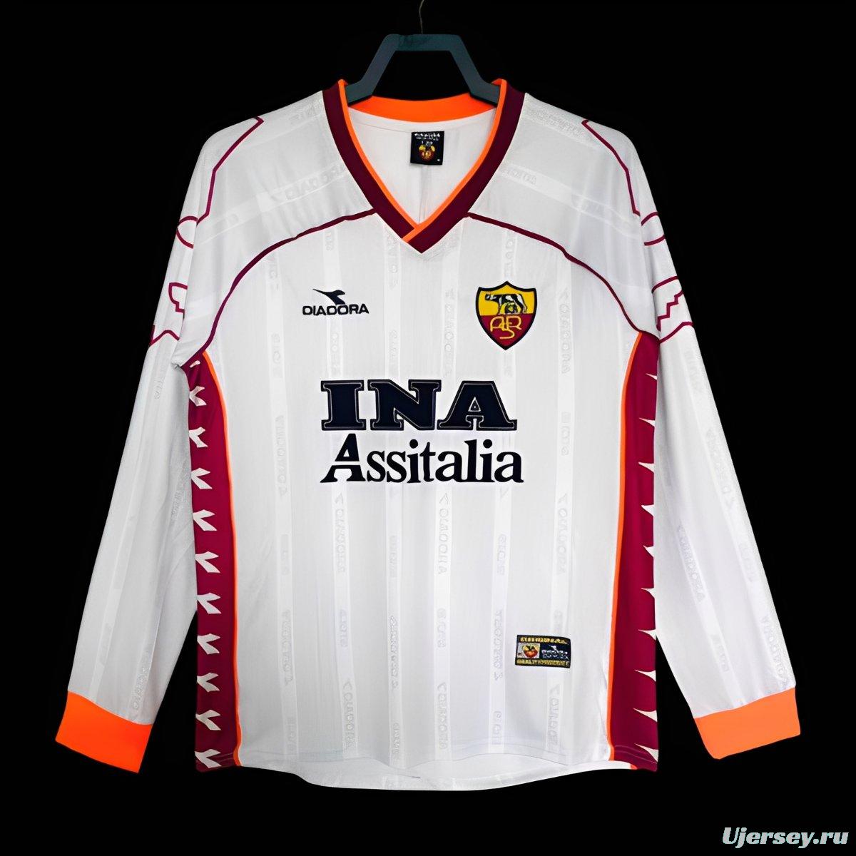 Retro 98/99 Roma Away White Long Sleeve Jersey
