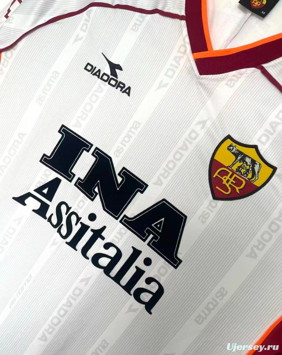 Retro 98/99 Roma Away White Long Sleeve Jersey