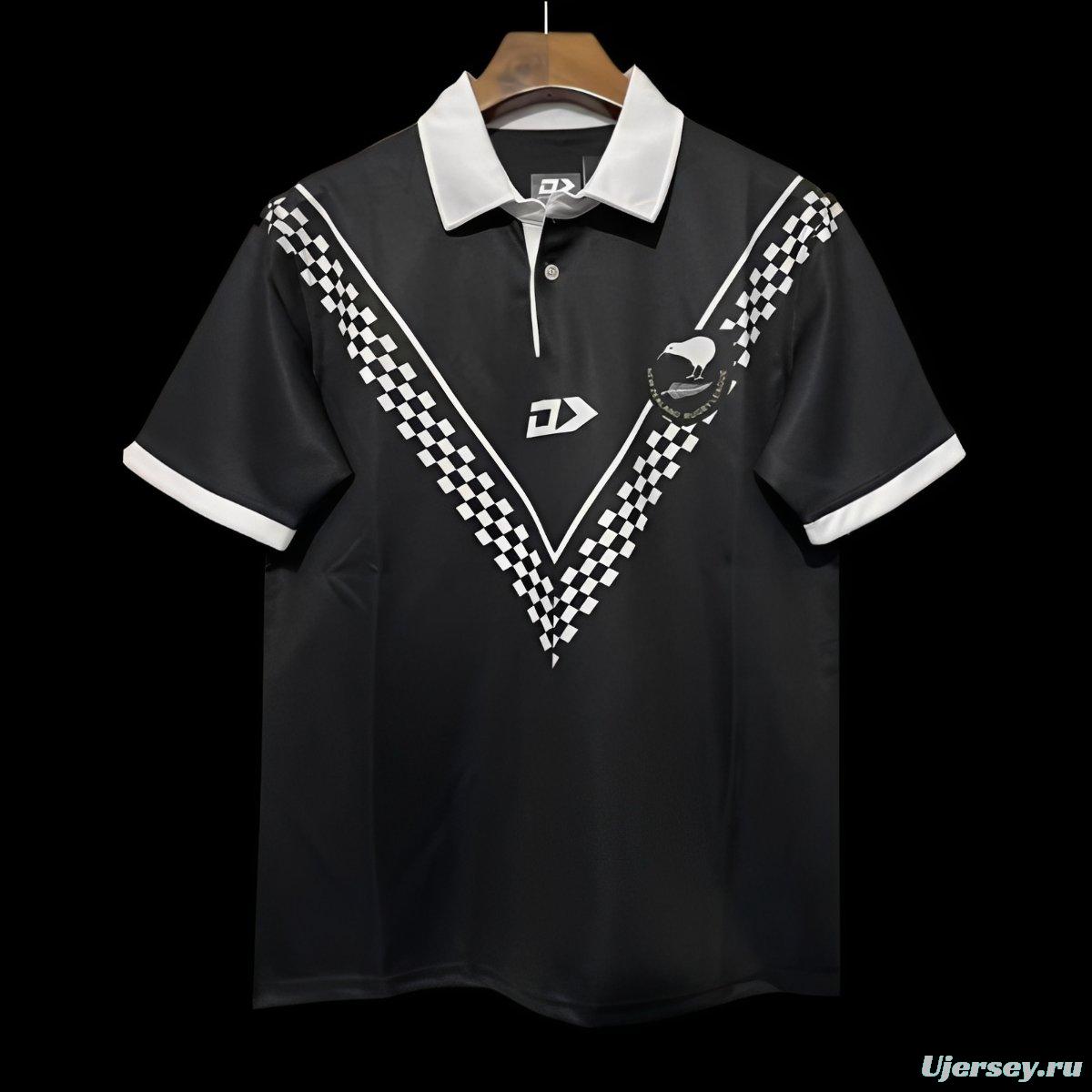 2024 New Zealand Kiwis Black with Checkerboard V Pattern Jersey