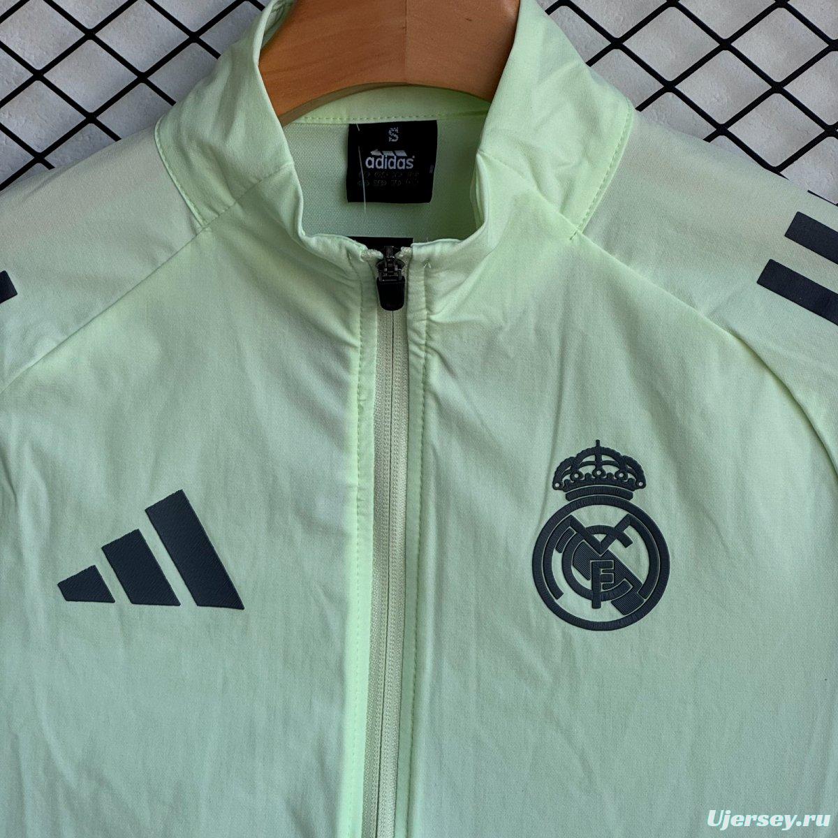 25/26 Real Madrid Green Full Zipper Windbreaker + Long Pants