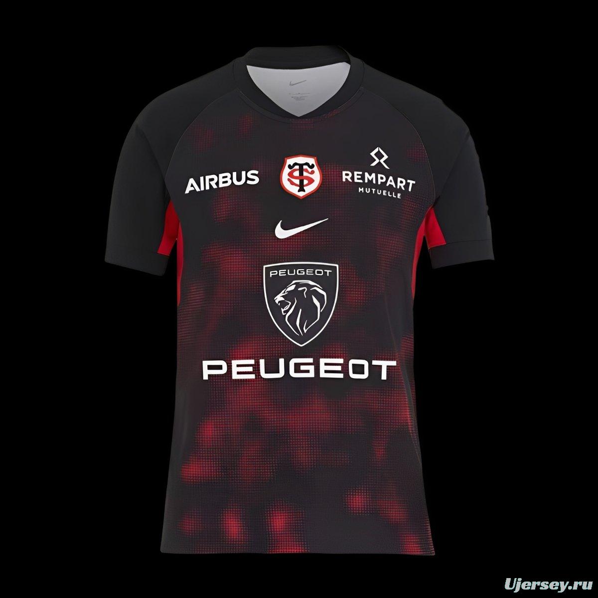 24/25 Stade Toulousain Black with Red Digital Camo Pattern Home Jersey