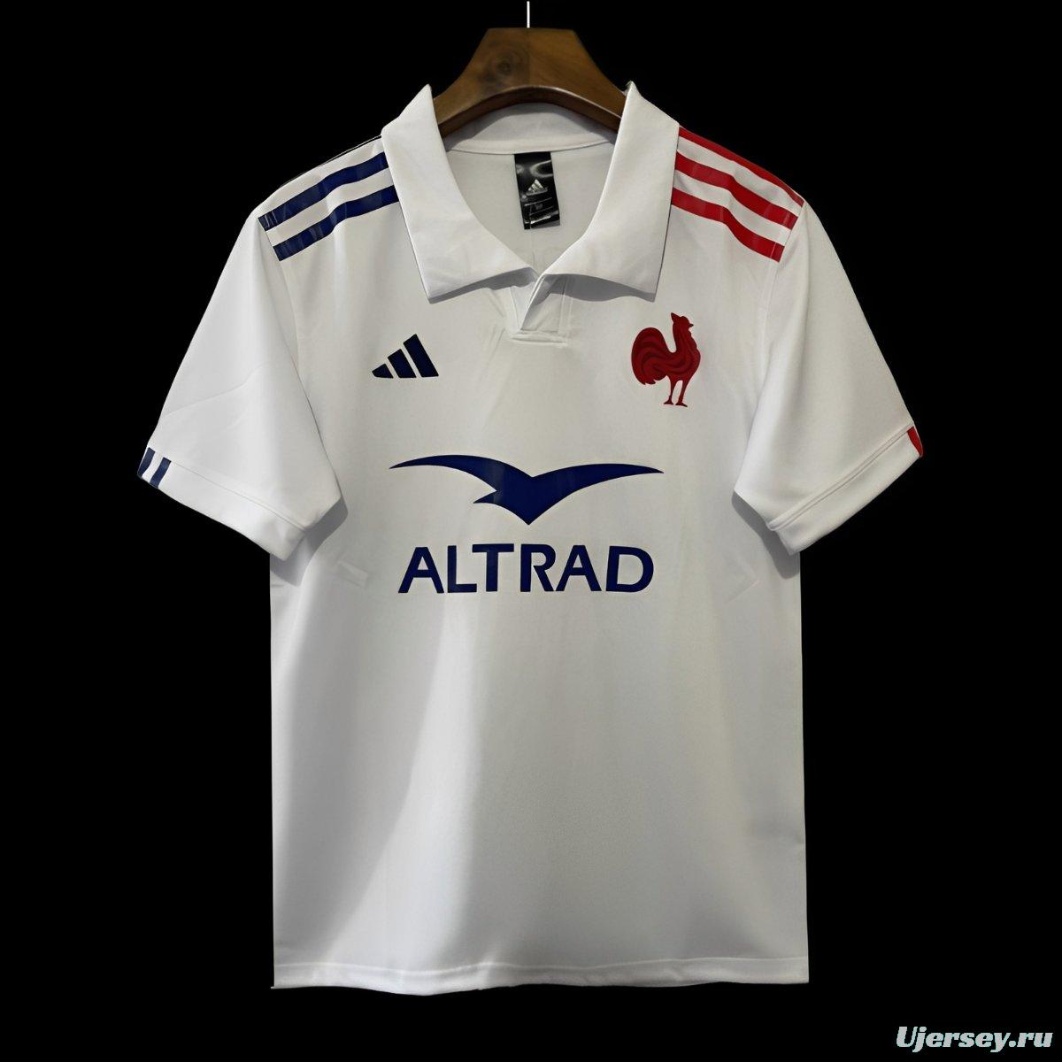 2025 France White with Blue and Red Stripes Away Jersey