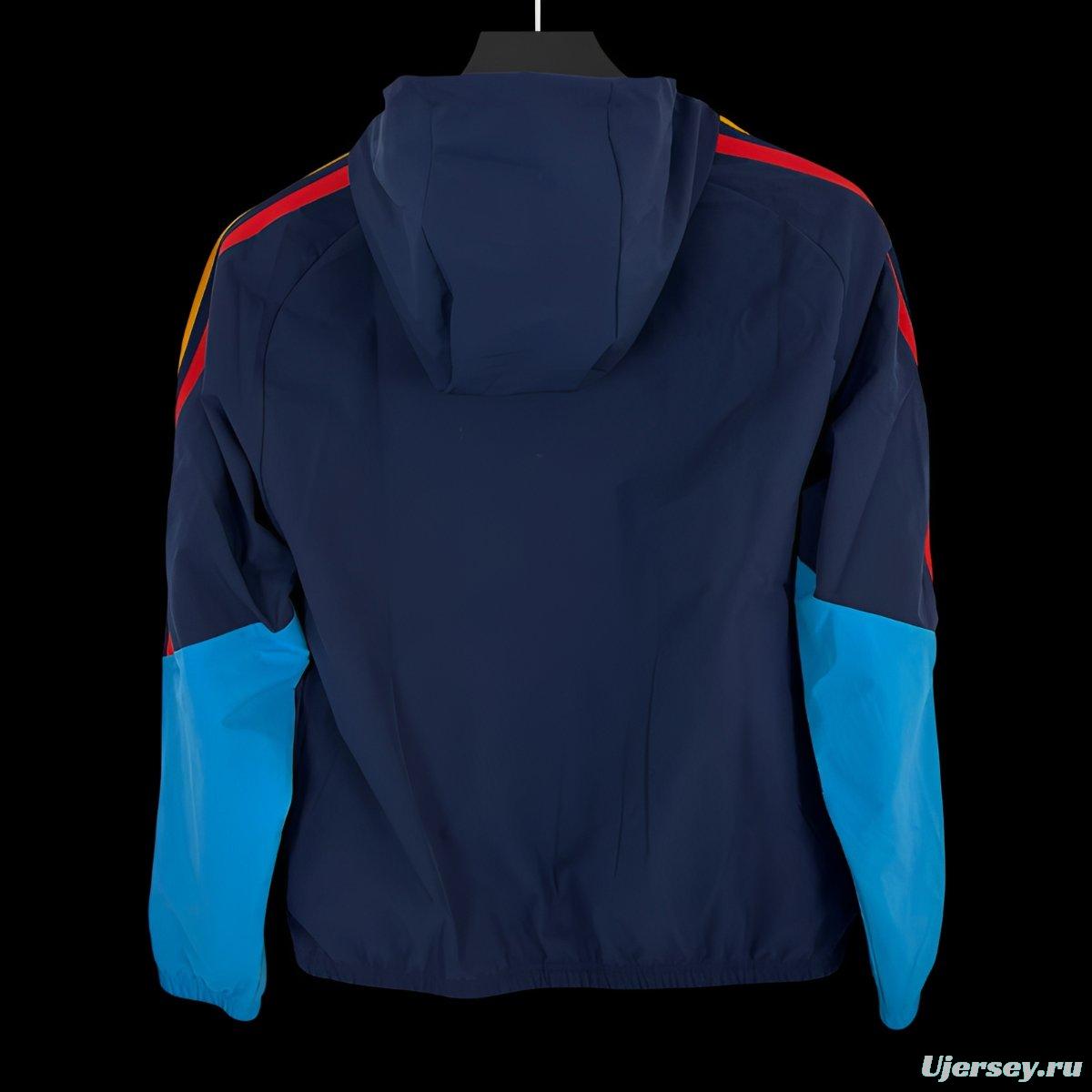 2026 Spain Navy Full Zipper Windbreaker
