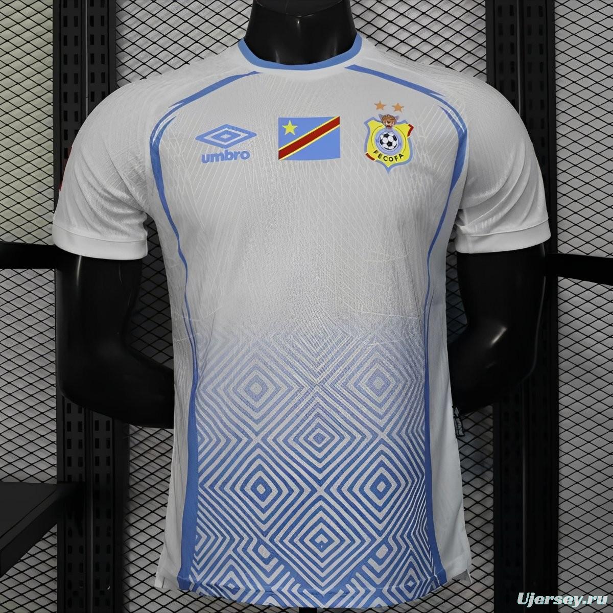 Player Version 2026 DR Congo Third White Blue Geometric Jersey