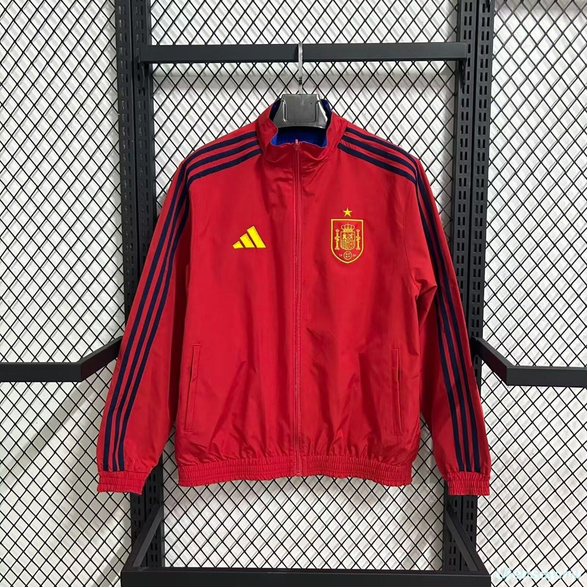 2026 Spain Red/Blue Full Zipper Reversible Windbreaker