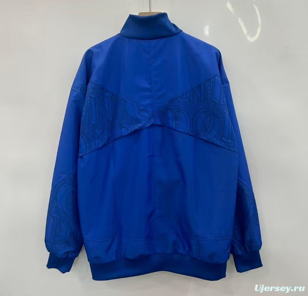 25/26 Chelsea FC Blue with All-Over London Text Pattern Full Zipper Windbreaker