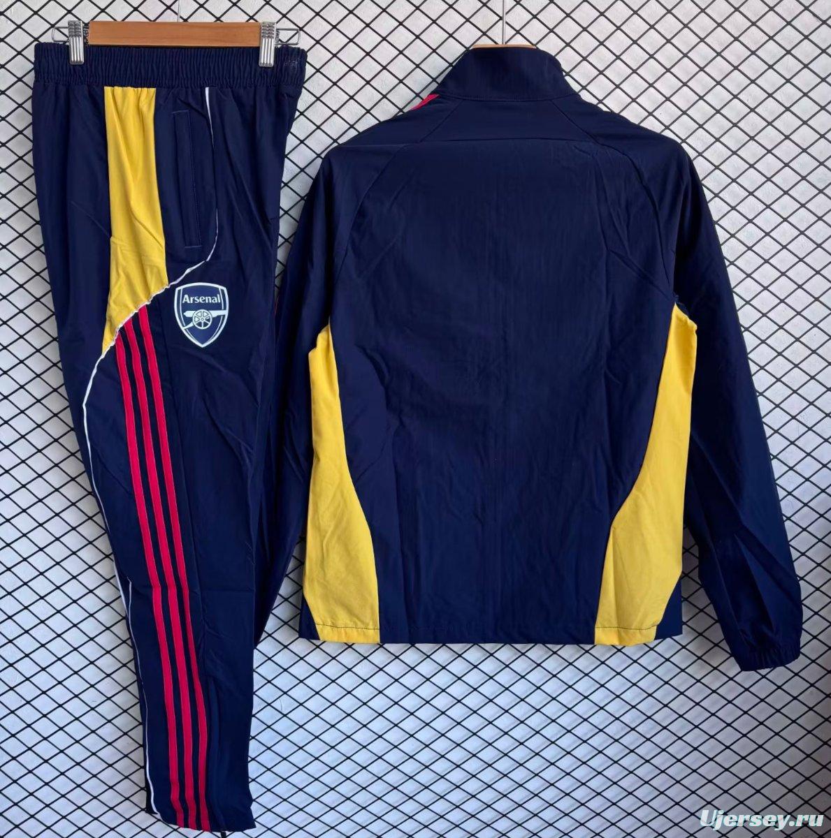 25/26 Arsenal Navy Blue with Red Full zipper Jacket Tracksuit+ long pants