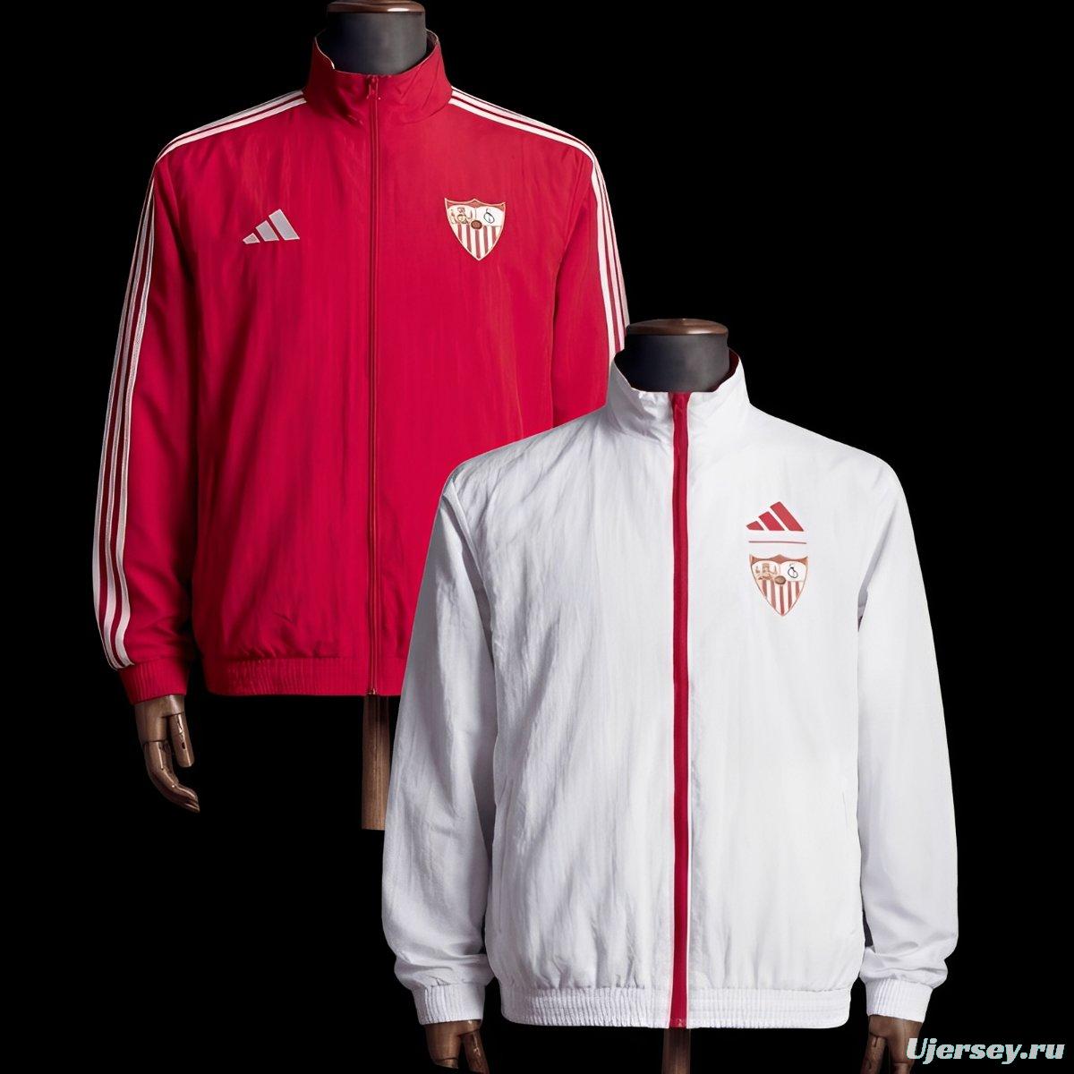 2026 Sevilla FC Red And White Reversible Full Zipper Jacket