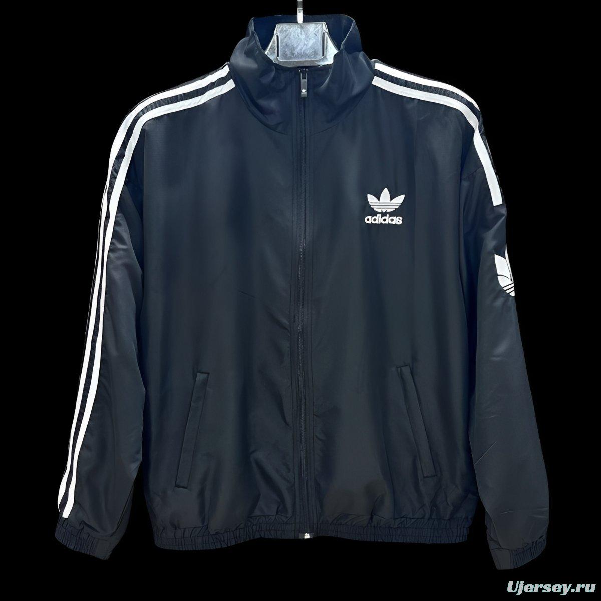 2026 Adidas Navy Full Zipper Windbreaker