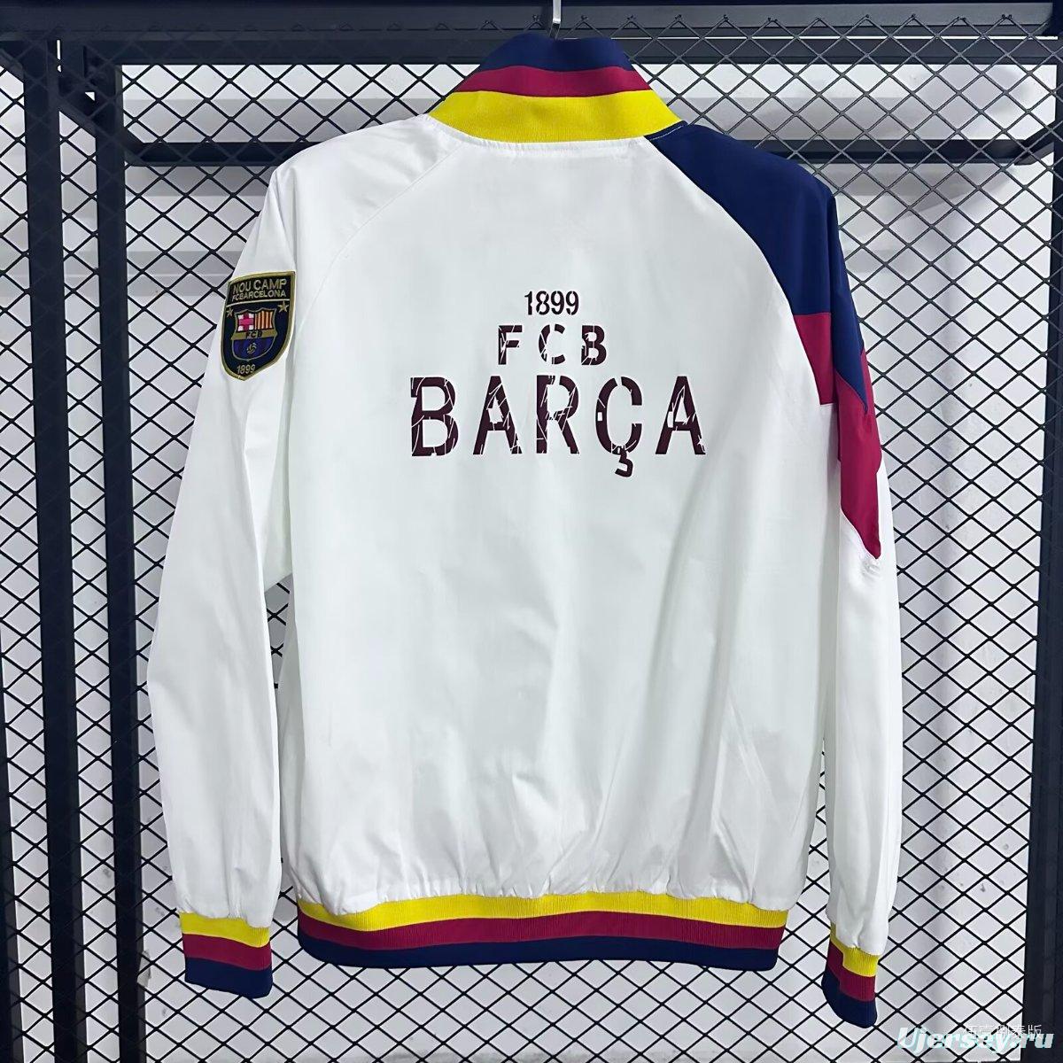 25/26 Barcelona White Full Zipper Windbreaker